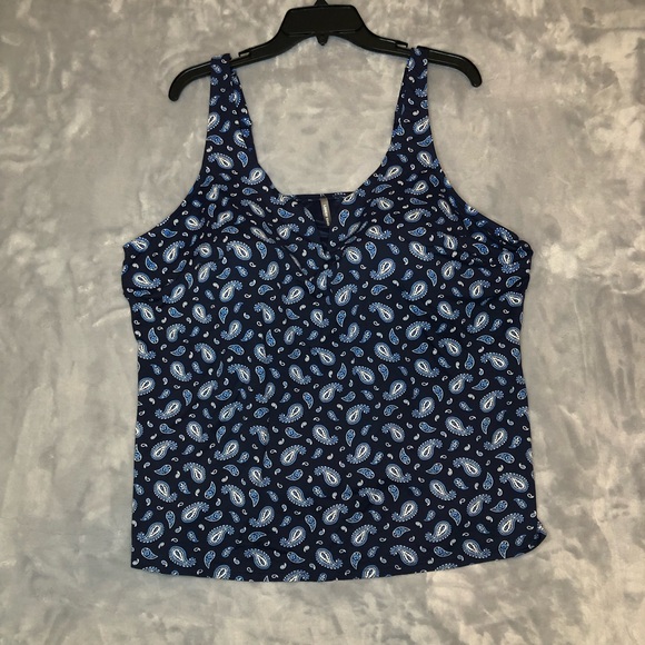 Lands" End Women's Tankini Swimsuit Top Navy with Paisley Print Size 24W - Picture 6 of 6